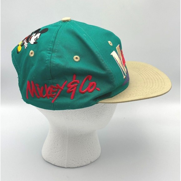Vintage Disney Universal Mickey & Co Teal Brown Snapback Hat Cap Mickey Mouse - Picture 3 of 8